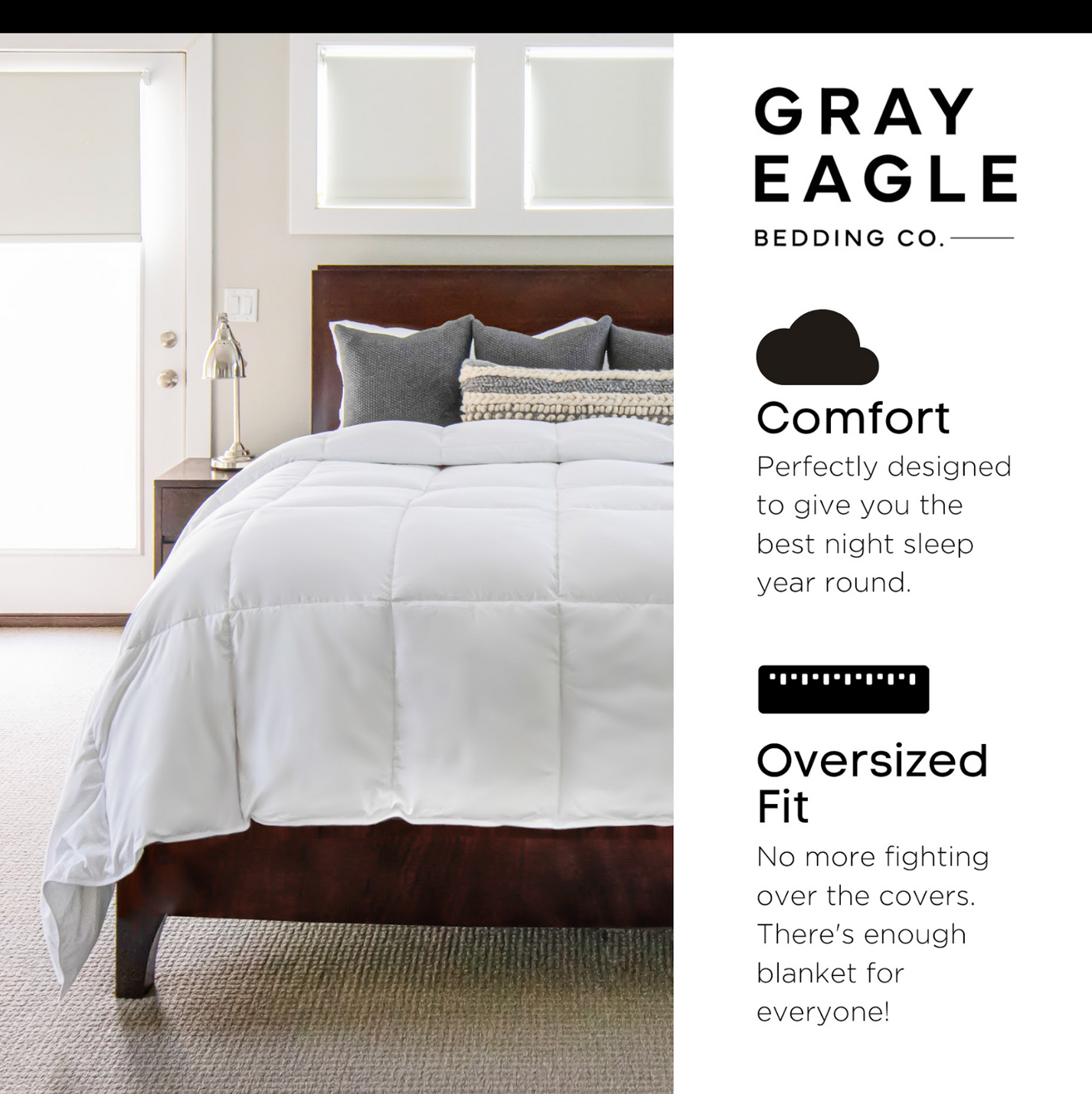 Super King Oversized Comforter Gray Eagle